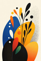 Aufkleber - A vibrant and colorful illustration of ancient grains like amaranth, spelt, and farro, arranged in a harmonious and dynamic composition with bold hues,
