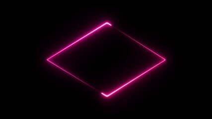 Wall Mural - neon frame for your design. neon frame laser sign on black background. neon rectangle frame 4k anima