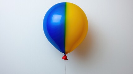 Poster - Two-toned Balloon: Blue and Yellow Festive Decoration against White Textured Background