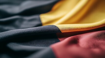 Aufkleber - Closeup view of smooth fabric texture with bold black yellow and red colors : Generative AI