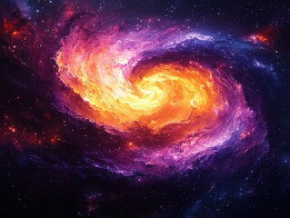 Poster - Dynamic galactic swirls art installation contemporary gallery vivid abstract representation modern environment illuminated viewpoint