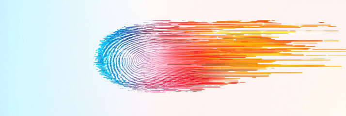Poster - An abstract close-up of a fingerprint merged with geometric shapes and lines, creating a modern and visually engaging background that emphasizes both technology and identity,