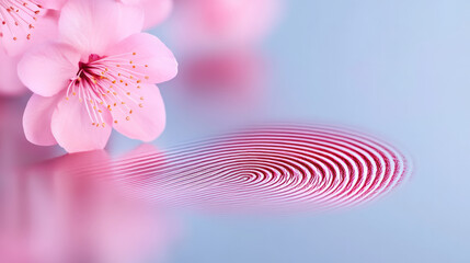 Poster - An elegant close-up of a fingerprint with a soft-focus floral background, blending the detailed ridges with the natural beauty of flowers for a harmonious and artistic image,