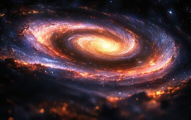 Poster - Galactic swirls captured in photorealism cosmic landscape surreal reflections celestial environment distorted perspectives
