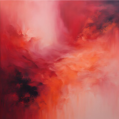 Poster - Abstract painting in fiery reds and pinks.  Ethereal blend of colors evokes a sense of passion, energy, and movement. Ideal for art and design projects.