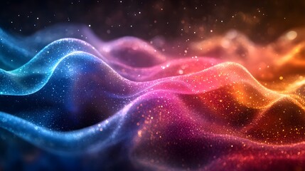 Wall Mural - Abstract background featuring colorful waves and stars in a dynamic flowing pattern
