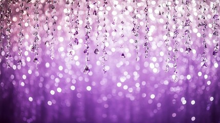 Aufkleber - Sparkling Purple and Pink Bokeh with Hanging Crystal Beads for Elegant Decor : Generative AI