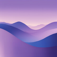 Poster - Abstract landscape with rolling hills in shades of purple and blue. Minimalist design evokes a sense of calm and serenity. Perfect for backgrounds and creative projects.