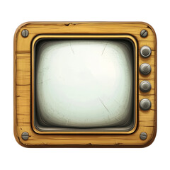 Aufkleber - A digital illustration of a vintage television with a wooden frame and blank screen, showing retro style design.
