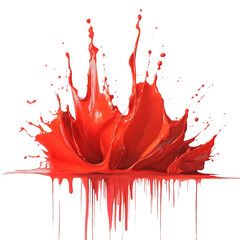 Aufkleber - An abstract painting depicts a vibrant red paint splash with dynamic motion and dripping trails against a white background.