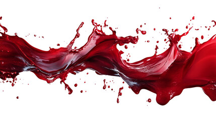 Aufkleber - A vibrant red liquid is dynamically splashed across a black background showing movement and texture.