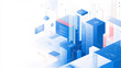 © alexandr - A conceptual futuristic digital city with blue geometric buildings floating in a high-tech network-driven environment with data connections