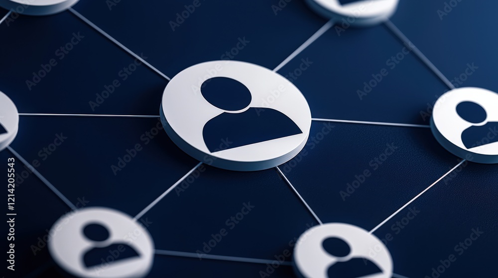 A visual representation of a network, featuring interconnected icons ...