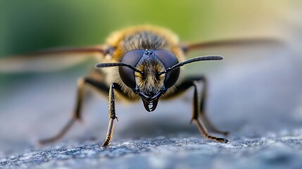 Poster - Intense Macro of Bee with Detailed Focus on Eyes Nature Insect Closeup Photography : Generative AI