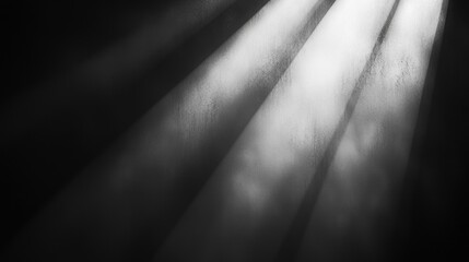 Poster - Soft beams of light cascade through a soft gray gradient, bringing an elegant and calming vibe to the environment. The gentle interplay of light and shadow invites reflection and peace