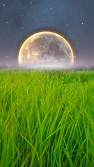 Wall Mural - Beautiful grass under the moonlight