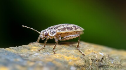 Poster - CloseUp Portrait of Unique Beige Longhorn Beetle Resting on Natural Stone : Generative AI