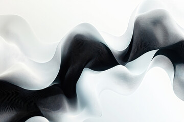 Poster - Abstract flowing lines create a modern pattern in black, white, and gray on a white background enhancing minimalist design aesthetics