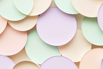 Poster - Soft pastel circles create an elegant abstract pattern on a gentle beige background with harmonious gradients