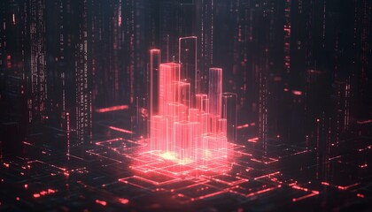 Poster - A futuristic representation of data visualization in a digital landscape