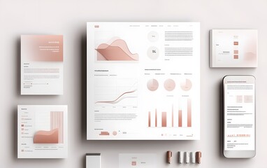 Poster - A modern and minimalist digital layout showcasing various business data visualizations. Includes charts, graphs, and an interface mockup for effective data presentation.