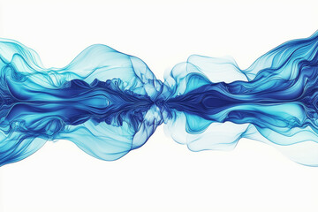 Poster - Abstract underwater-inspired pattern featuring flowing organic shapes in blue gradients with turquoise accents on a white background