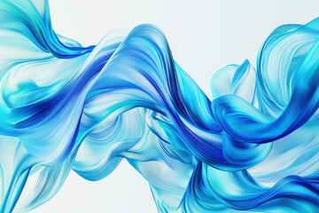 Poster - Beautiful abstract underwater-inspired pattern with flowing shapes in blue gradients and turquoise hints on a white background