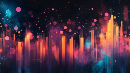 Poster - Abstract colorful digital landscape with vibrant geometric shapes.