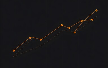 Poster - Abstract graphic design featuring a rising line graph with circular data points on a dark background. Represents growth, success, and data analysis in business.