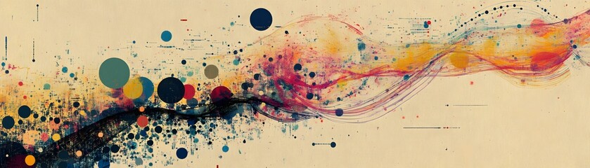 Poster - An abstract art piece featuring vibrant colors and dynamic shapes. The composition showcases a fluid interaction of shapes and shades, perfect for creative design projects.