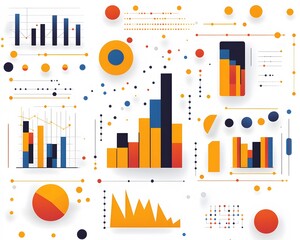 Poster - Colorful data visualization with graphs and charts for analysis.