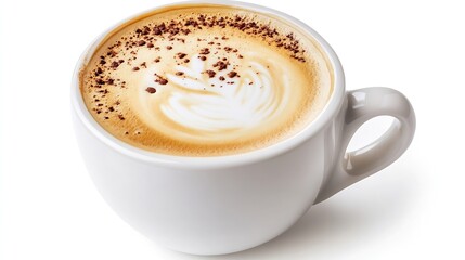 Aufkleber - Creamy cappuccino in white ceramic cup with sprinkled cocoa on frothy surface for a sweet coffee indulgence : Generative AI