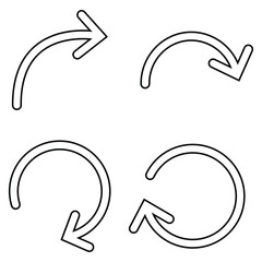 Poster - 360 degrees arrow, rotate around set icon. Black arrows set. Curved arrows.  Rotate cycle, circular moving symbol. Arrow sign. 360 degree line icon set in flat style. vector illustration. 