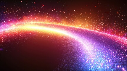 Aufkleber - Vibrant Glowing Light Streak with Colorful Particles Abstract Background
