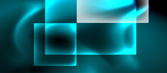 Aufkleber - Dark neon colors with glass square shapes