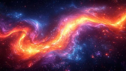 Poster - Cosmic threads weaving galactic swirls abstract digital art outer space vibrant patterns celestial view creative concept