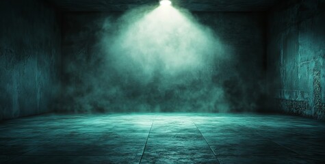 Poster - Intense light beams illuminate a sleek concrete floor, symbolizing clarity and focus