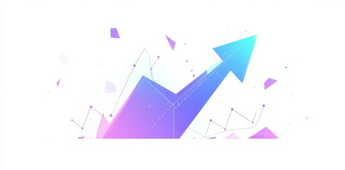 Poster - Financial chart with an upward arrow and data points on a white background, symbolizing market growth and financial trends