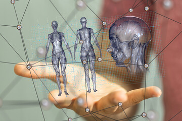 Aufkleber - digital medical futuristic interface 3D rendering