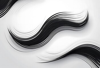 Poster - Abstract Black Waves Flowing On White Background