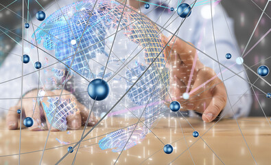 Fototapete - conference Digital Network and data concept 3d