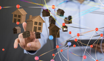 Poster - home choice Big data and artificial intelligence concept. Machine learning and cyber mind domination - 3d