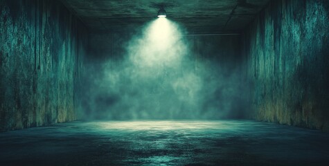 Poster - A sleek concrete floor bathed in intense light beams represents clarity and focus