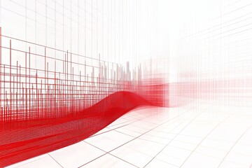 Poster - Red downward financial chart visually presented against a white backdrop, focusing on market trends and financial crises. 3D Rendering