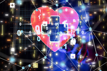 Poster - digital medical futuristic interface 3D rendering