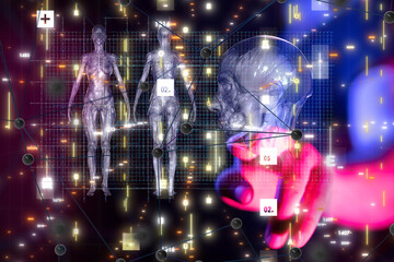 Poster - digital medical futuristic interface 3D rendering