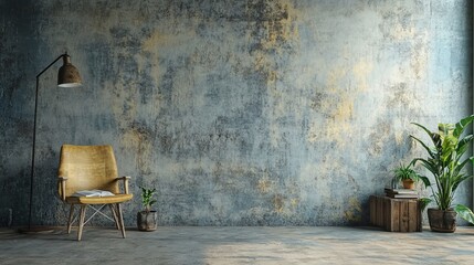 Poster - Inside the office, a clear white wall for mockups is positioned beside a potted plant, demonstrating a modern clean design. Stock
