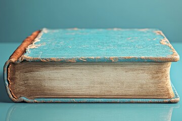 Poster - A 3D rendering of a blue hardcover book mockup sitting on a blue background