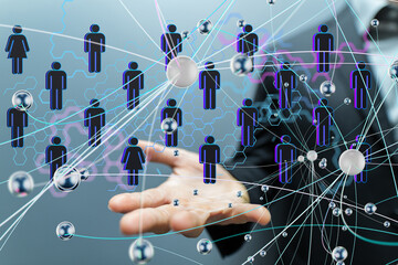 Fototapete - communication network digital group connect