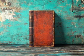 Poster - The blue hardcover book mockup appears on a blue background as a 3D rendering